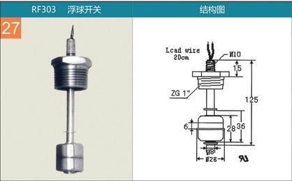 （加长型）浮球开关 RF302型